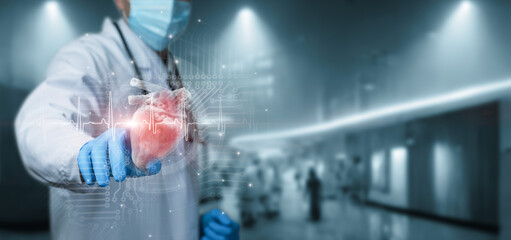 Doctor works on a virtual computer with a study of the heart .