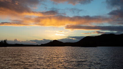 Loch Tarff, Scotland. Evening, sundown view. Autumn  Landscape.