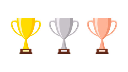 Gold silver and bronze prize cup. Award amphora for winners of competitions and olympiads. Bowl of honor for best vector players