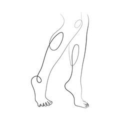 Female legs, line art, one line drawing. Stylish illustration