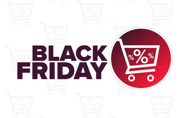 Black Friday. Holiday concept. Template for background, banner, card, poster with text inscription. Vector EPS10 illustration.