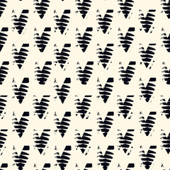 Paint brush chevrons ornament. Seamless pattern. Ethnic motif. Hand drawn curves wallpaper. Angle brackets backdrop. Folk background. Trendy digital paper. Tribal textile print. Vector art.