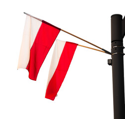 Polska flaga na maszcie, przezroczyste tło, biało-czerwona flaga, Polska, 11 listopada, 3 maja, święto narodowe, png	