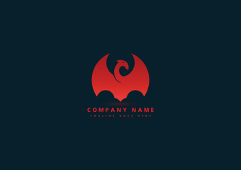 Dragon Logo Design Minimalist Unique Vector Template.