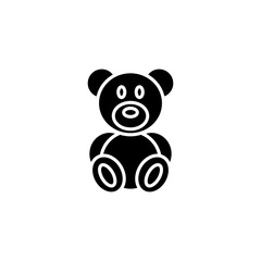 Baby teddy bear toy and hand lettering, isolated doodle cute illustration.