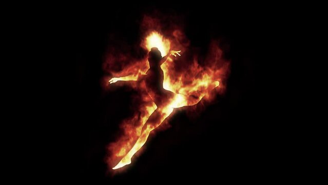 Fire Dancer Logo Looping Animation Graphic Element