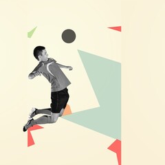 Abstract young football player man training.