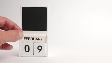 Calendar with the date of February 9 and a place for designers. Illustration for an event of a certain date.