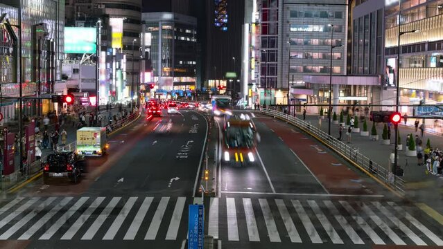 Time lapse of crosswalk at Shinjuku station in Tokyo, Japan