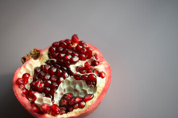 Garnet cut on a gray background.