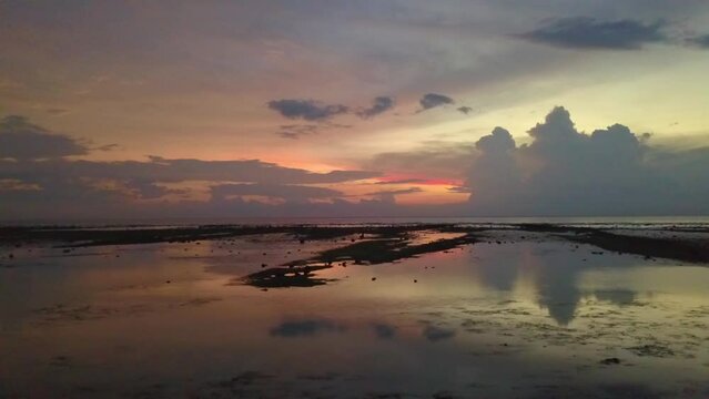 after sunset on paradis island gili T. Magic aerial view flight