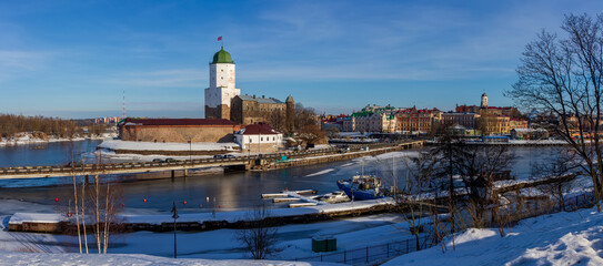 Large-format panorama with Vyborg and St. Olaf's Tower