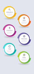 Vertical infographic design with icons and 6 options or steps. Thin line. Infographics business concept. Can be used for info graphics, flow charts, presentations, mobile web sites, printed materials.