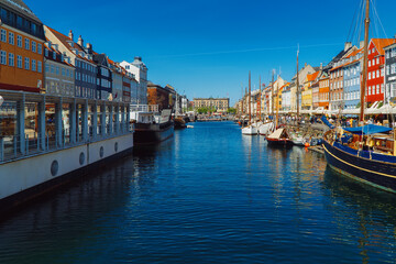 Nyhavn canal and entertainment district in Copenhagen, Denmark.