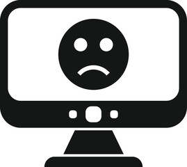 Monitor dislike icon simple vector. Social media. Negative person