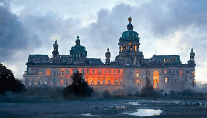 berlin germany royal castle, abstract interpretation - obrazy, fototapety, plakaty