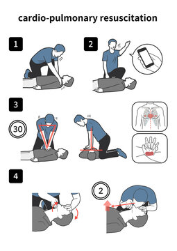 심폐소생술을 설명하는 일러스트 디자인