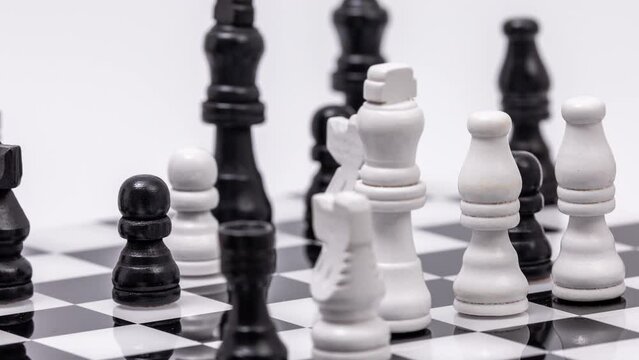 Chess set against white
