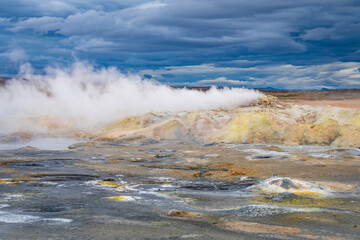 Landscape of the Hverir geothermal zone (Iceland)
