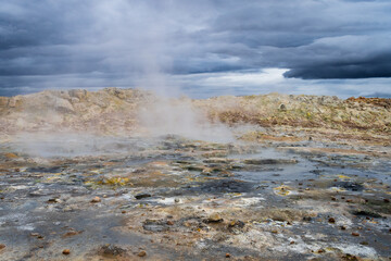 Landscape of the Hverir geothermal zone (Iceland)