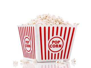 Red and white popcorn box isolated