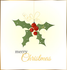 Christmas card with sprigs of mistletoe. festive shades, warm Christmas atmosphere