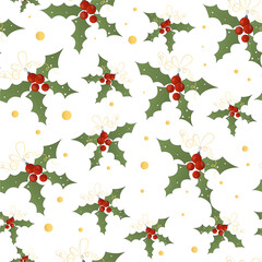 Christmas card with sprigs of mistletoe. festive shades, warm Christmas atmosphere