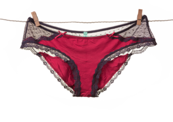 Women's panties hanging on rope 