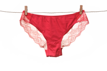 Women's panties hanging on rope