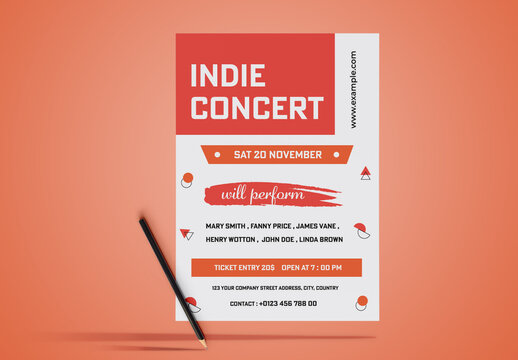 Indie Concerts Flyer Design Layout