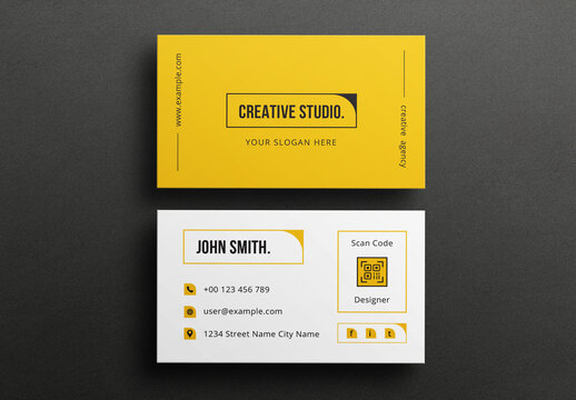 Yellow and White Business Card Design Layout