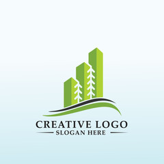Design a clean woodland icon and crisp logo for an investment firm