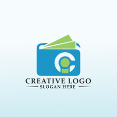 Digital wallet letter IC cash icon logo design