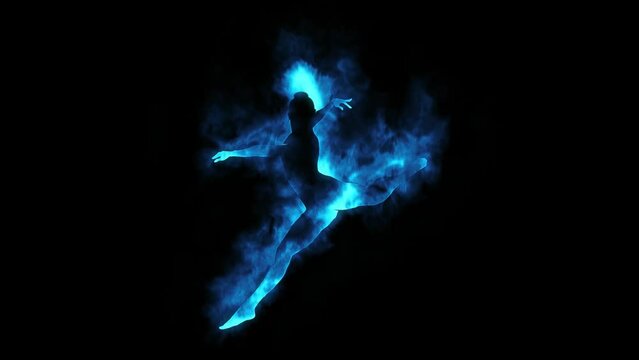 Blue Fire Dancer Logo Looping Animation Graphic Element