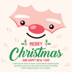 flat cute santa head background illustration