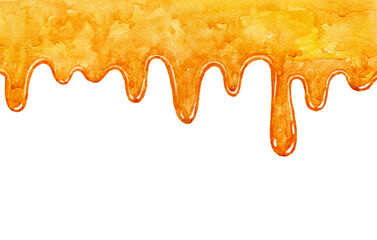 Watercolor honey dripping, honey drops.