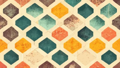 Gordijnen patchwork tegels patroon geometrisch decor digitale tegel achtergrond © Oleksii
