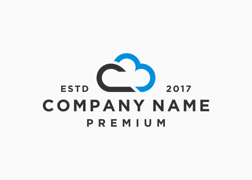 letter cb with cloud logo design vector illustration template