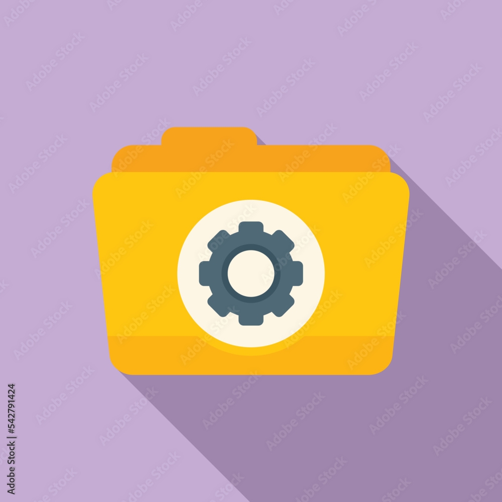 Aufkleber folder gear icon flat vector. web ui. ux page