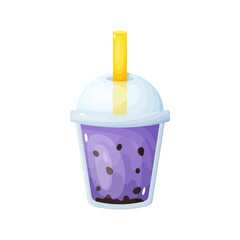 Bubble tea in a plastic glass, vector illustration isolated on a white background