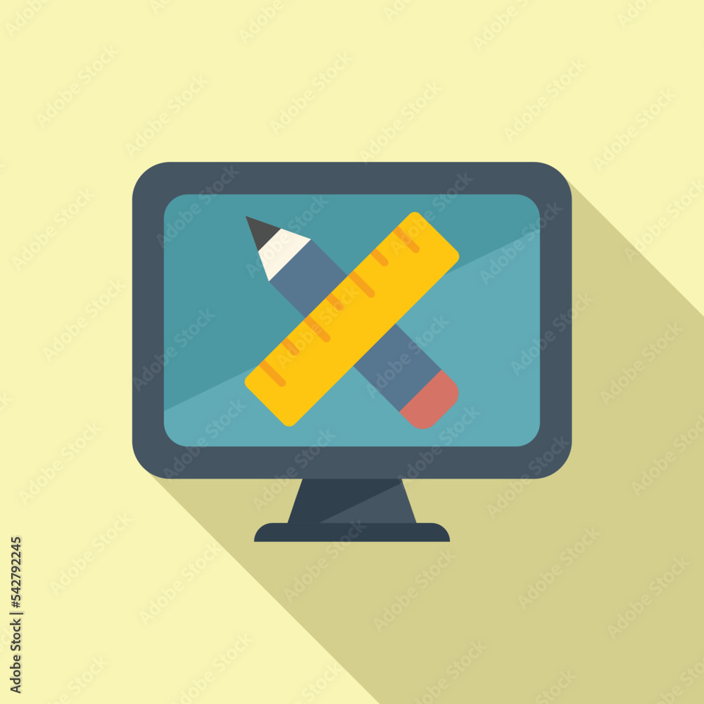 Poster draw monitor icon flat vector. web ux. studio work