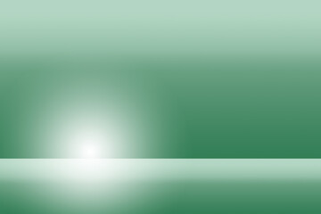 Ein grüner künstlicher Horizont mit einem hellen Lichtreflex als Bühne für Produkte