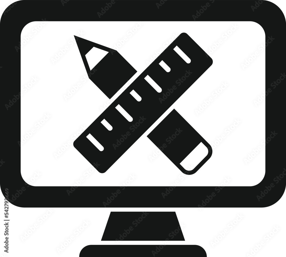Poster draw monitor icon simple vector. web ux. studio work
