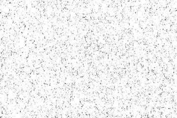 Distressed black texture. Dark grainy texture on white background. Dust overlay textured. Grain noise particles. Rusted white effect. Grunge design elements. Vector illustration, EPS 10.