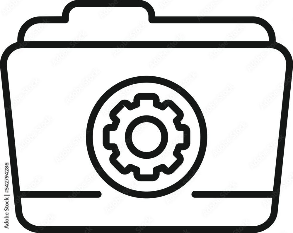 Poster folder gear icon outline vector. web ui. ux page