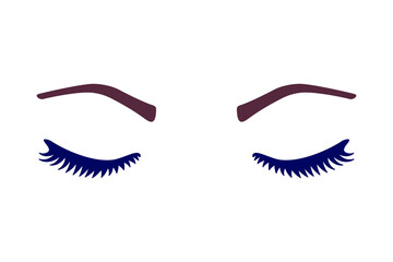 Lashes and brows or eyelashes and eyebrows in vector icon