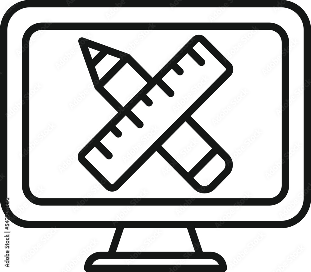 Aufkleber draw monitor icon outline vector. web ux. studio work