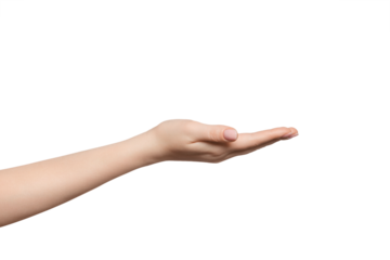 Beautiful woman open hand sign, isolated.