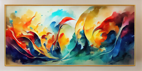 Abstract oil painting, Art brushstrokes watercolor, Modern and contemporary artwork, Colorful background, illustration