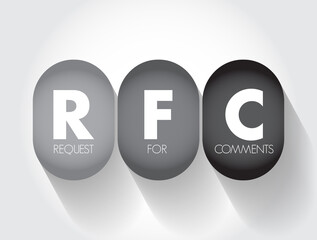 RFC Request for Comments - publication in a series, from the principal technical development and standards-setting bodies for the Internet, acronym text concept background